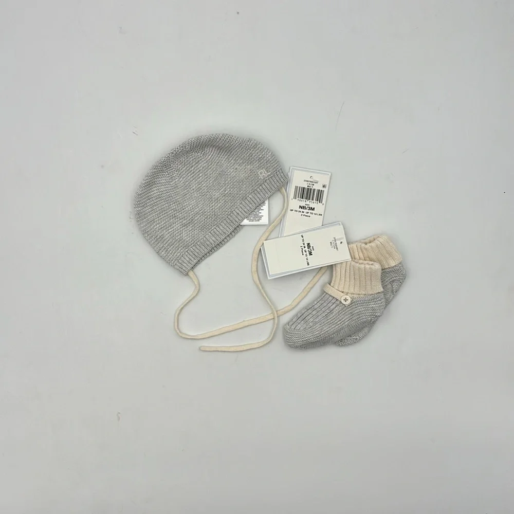 Ralph Lauren Hat and Booties Organic Cotton Set Size Newborn-3M